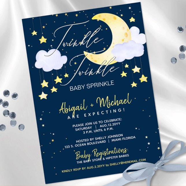 Twinkle Twinkle Little Star Blue Baby Boy Shower  Invitation (Creator Uploaded)