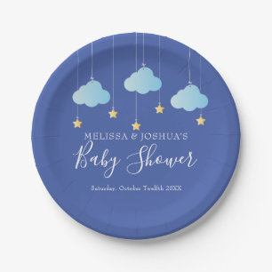 Twinkle Twinkle Little Star Blue Baby Boy Shower Paper Plate