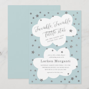 Twinkle Twinkle Little Star Blue Baby Shower Invitation