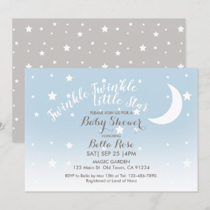 Twinkle twinkle little star blue baby shower invitation