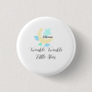twinkle twinkle little star blue stars yellow moon 1 inch round button