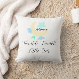 twinkle twinkle little star blue stars yellow moon throw pillow