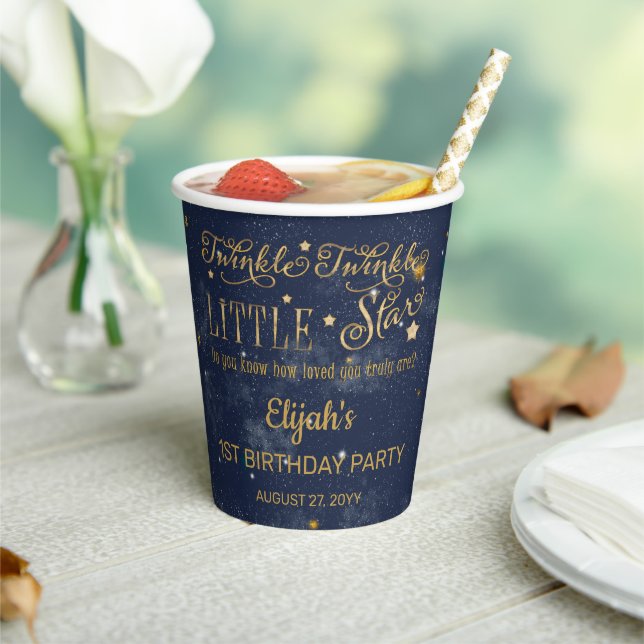 Twinkle Twinkle Little Star Boy 1st Birthday Party Paper Cups (Insitu)