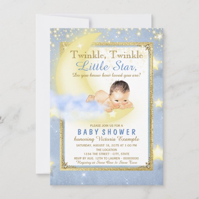Twinkle Twinkle Little Star Boy Baby Shower Invitation (Front)