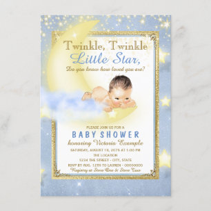 Twinkle Twinkle Little Star Boy Baby Shower Invitation