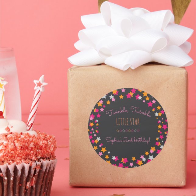 Twinkle Twinkle Little Star Chalkboard Birthday Classic Round Sticker (Party)