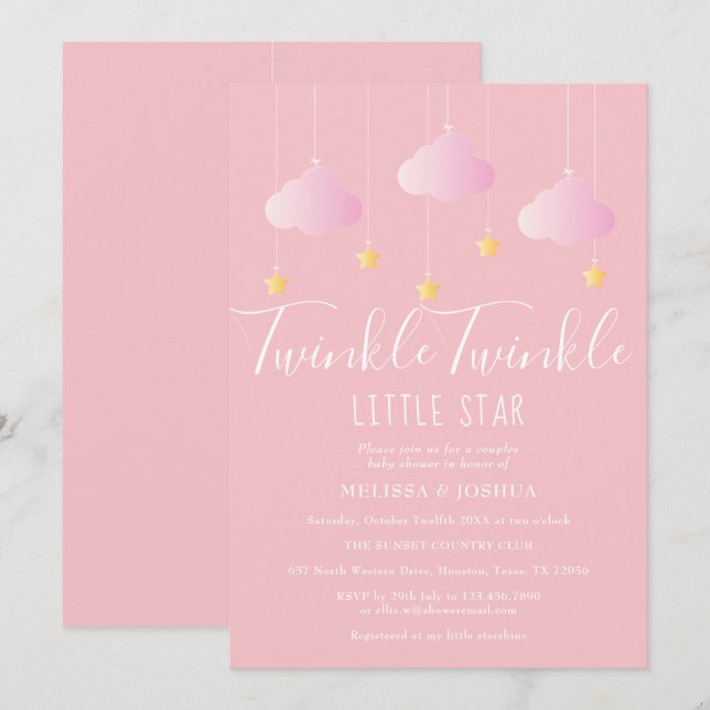Twinkle Twinkle Little Star Couples Baby Shower Invitation (Front/Back)