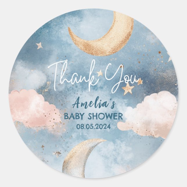 Twinkle twinkle little star Cute Baby Shower Classic Round Sticker (Front)