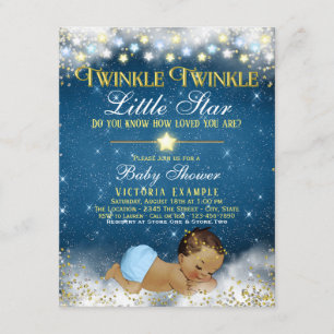 Twinkle Twinkle Little Star Ethnic Baby Boy Shower Invitation