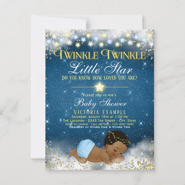 Twinkle Twinkle Little Star Ethnic Boy Baby Shower Invitation (Front)