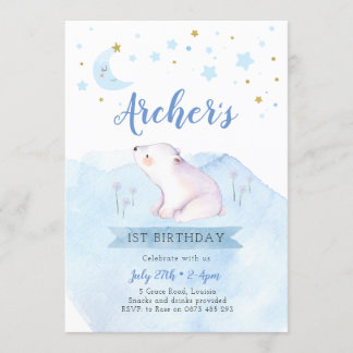 Twinkle twinkle little star first birthday invitation