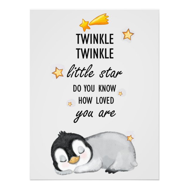 Twinkle, Twinkle Little Star for Sleep Penguin  Ph Photo Print (Front)