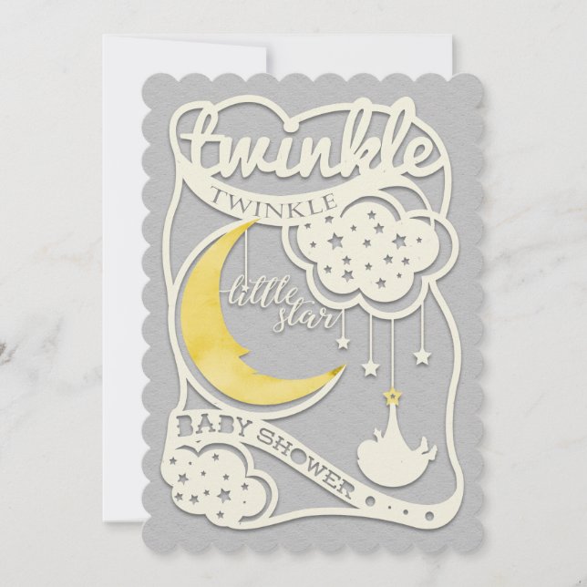 Twinkle Twinkle Little Star Gender Reveal Invite (Front)