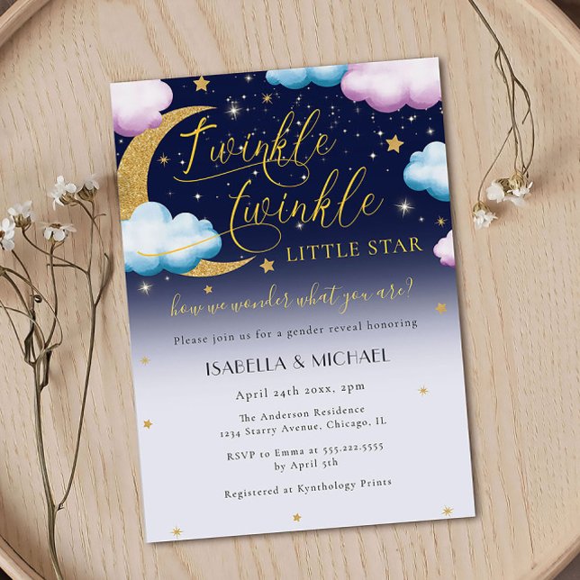 Twinkle Twinkle Little Star Gender Reveal Party Invitation (Creator Uploaded)