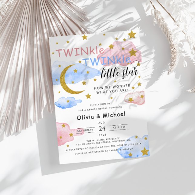 TWINkle TWINkle Little Star Gender Reveal Party Invitation (Creator Uploaded)