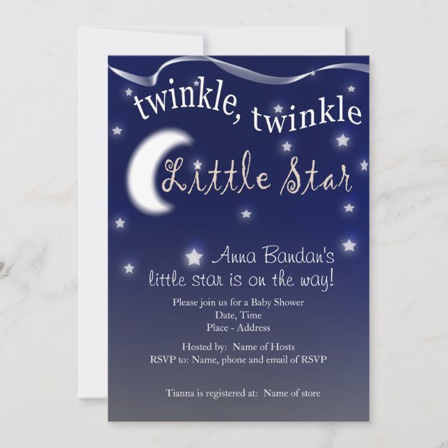 Twinkle, twinkle, little star invitation (Front)