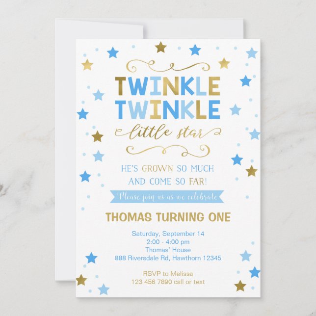 Twinkle Twinkle Little Star Invitation d'anniversa (Devant)