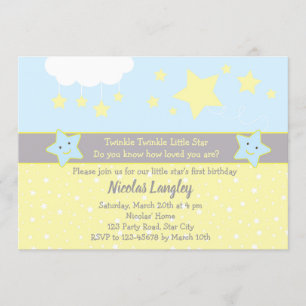 Twinkle Twinkle Little Star Invitations for Boys