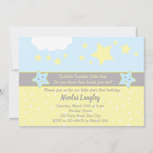 Twinkle Twinkle Little Star Invitations pour les g (Devant)
