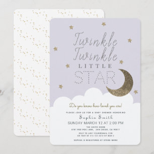 Twinkle Twinkle Little Star Lilac Baby Shower Invitation