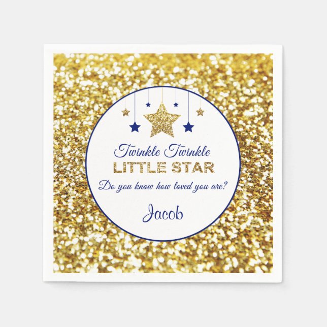 Twinkle twinkle little star napkins navy and gold (Front)