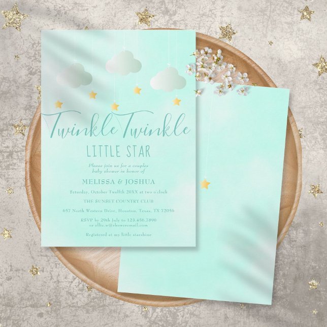 Twinkle Twinkle Little Star Neutral Baby Shower Invitation (Creator Uploaded)