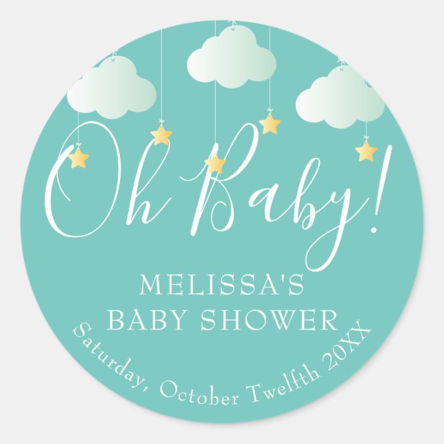 Twinkle twinkle little star Oh Baby baby shower Classic Round Sticker (Front)