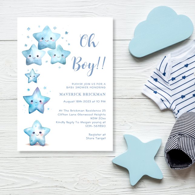 Twinkle twinkle Little star oh Boy Baby Shower Invitation (Creator Uploaded)