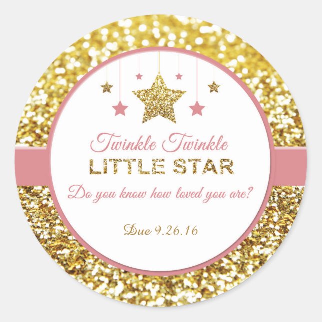 Twinkle Twinkle little star pink and gold stickers (Front)