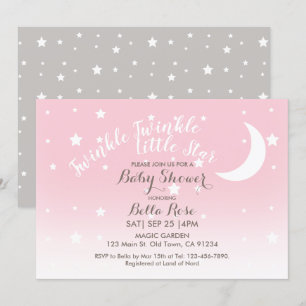 Twinkle twinkle little star pink baby shower invitation