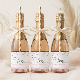 Twinkle Twinkle Little Star Pink Girl Baby Shower  Sparkling Wine Label