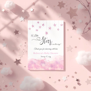 Twinkle Twinkle Little Star Pink Girl Baby Shower Thank You Card