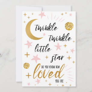 Twinkle Twinkle Little Star Pink Gold Baby Shower  Invitation