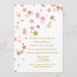 Twinkle Twinkle Little Star Pink & Gold Invitation