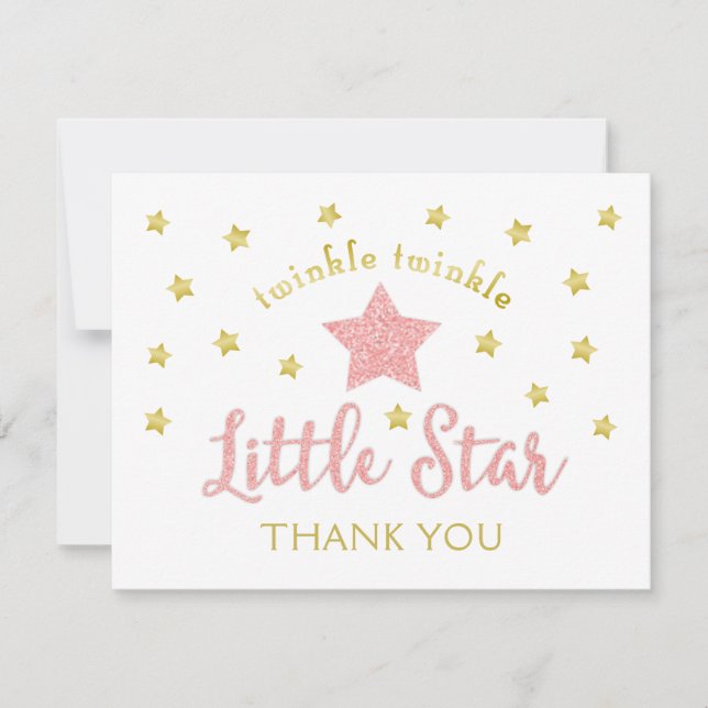 Twinkle Twinkle Little Star Pink Gold Thank You (Front)