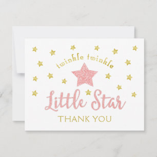 Twinkle Twinkle Little Star Pink Gold Thank You Card
