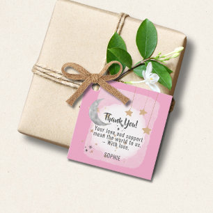 Twinkle Twinkle Little Star Pink Watercolor Splash Favour Tags