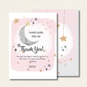 Twinkle Twinkle Little Star Pink Watercolor Splash Thank You Card