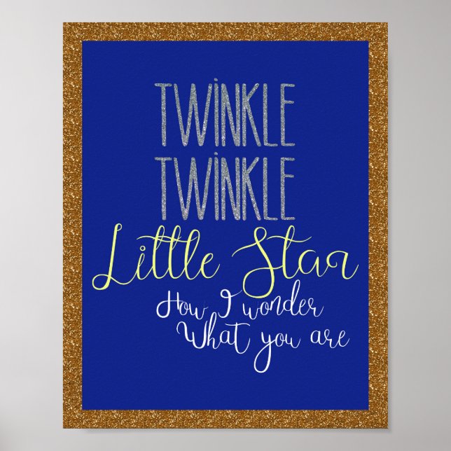 Twinkle Twinkle Little Star Poster argent et or (Devant)