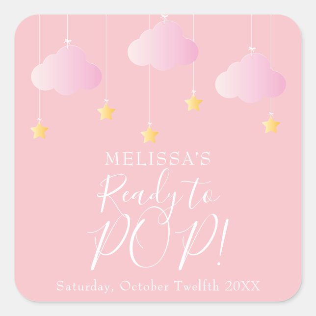 Twinkle twinkle little star Ready to POP pink Square Sticker (Front)