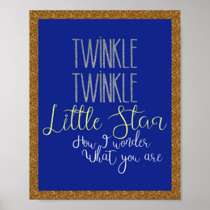 Twinkle Twinkle Little Star Silver and Gold Poster