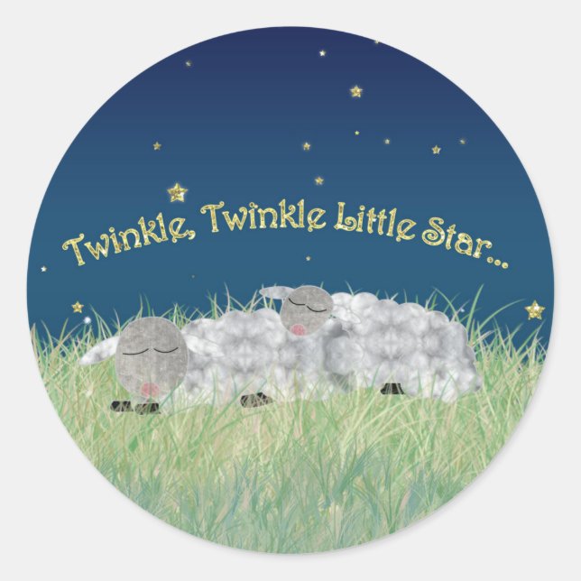 Twinkle Twinkle Little Star Sleeping Sheep Classic Round Sticker (Front)