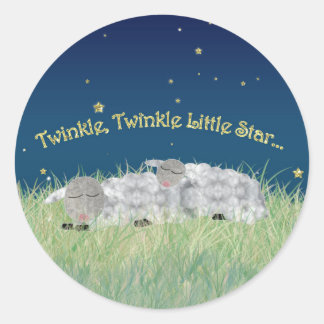 Twinkle Twinkle Little Star Sleeping Sheep Classic Round Sticker