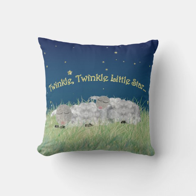 Twinkle Twinkle Little Star Sleeping Sheep Throw Pillow (Front)