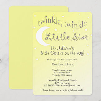 Twinkle Twinkle little star soft yellow invite