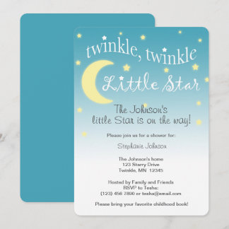 Twinkle Twinkle little star teal and white Invitation
