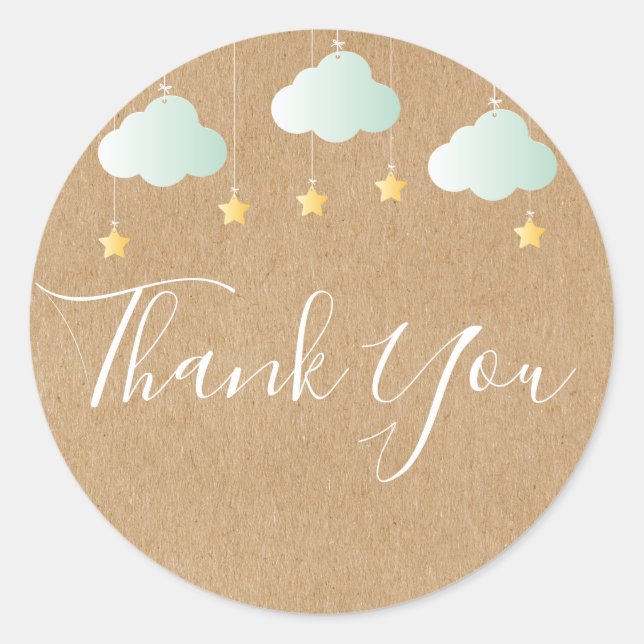 Twinkle Twinkle Little Star Thank You Baby Shower Classic Round Sticker (Front)