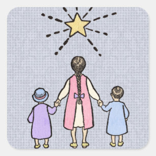 Twinkle Twinkle Little Star Vintage Nursery Rhyme Square Sticker