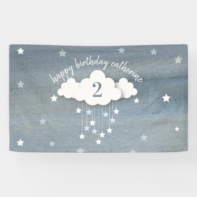 Twinkle Twinkle Little Star Watercolor Birthday Banner