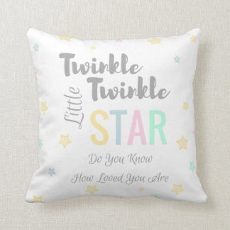 Twinkle Twinkle Little Star - White Pink Blue Throw Pillow
